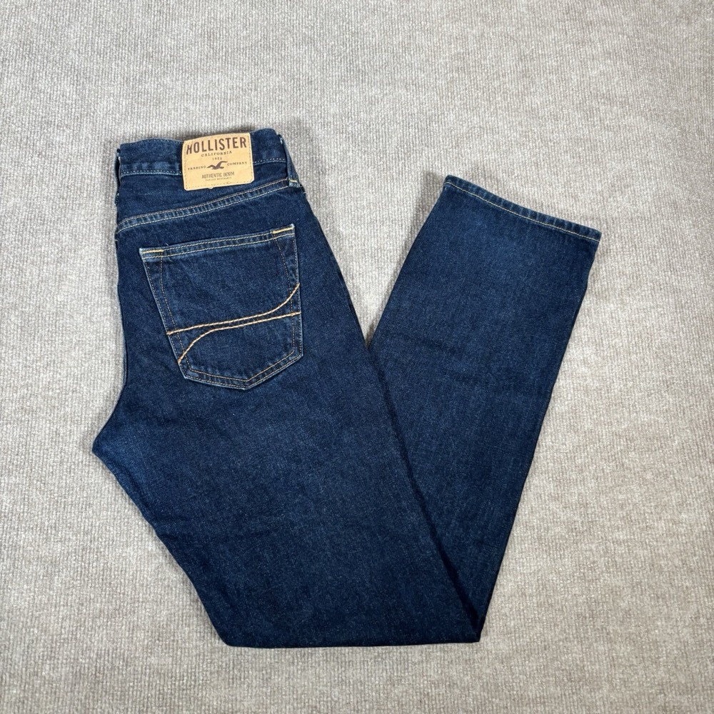 Vintage Hollister Jeans Mens 29x30 Slim Straight Dark Wash Blue Denim Y2K Preppy